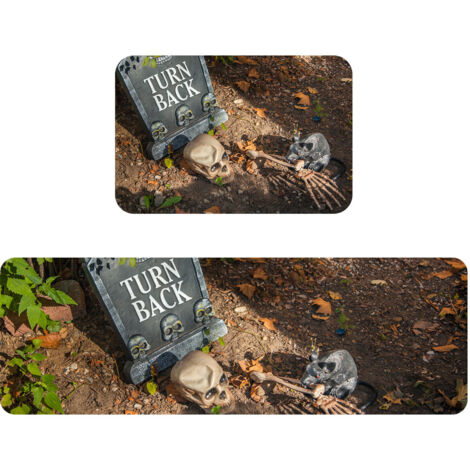 Tappetini decorativi da cucina per Halloween, set di 2 comodi tappetini e tappetini da cucina