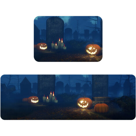 Tappetini decorativi da cucina per Halloween, set di 2 comodi tappetini e tappetini da cucina