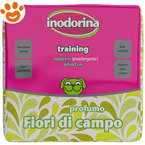 Tappetini Igienici per Cani Inodorina WILD FLOWER 60 x 60 cm (10 Unità)