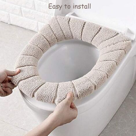 Tappetini imbottiti retrattili lavabili per sedile WC, cuscino riscaldante per sedile WC, cuscino universale colorato per sedile e serbatoio WC (beige, rosa)