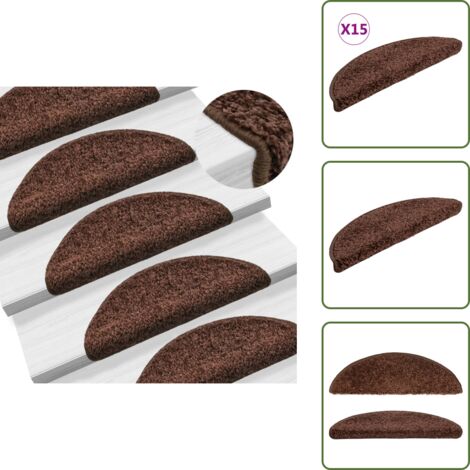 Tappetini in polipropilene - vidaXL Tappetini per scale 15 pz 56x17x3 cm Marrone Semicircolari - Tappetini per scale 15 pz