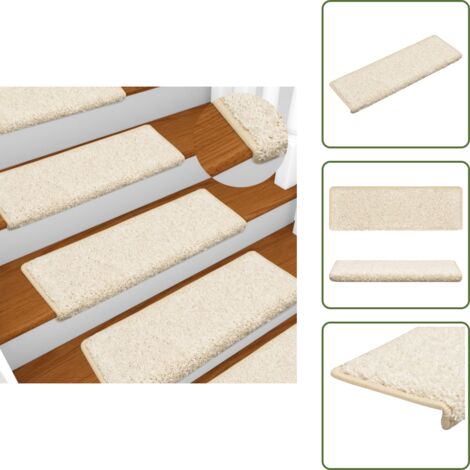 Tappetini in polipropilene - vidaXL Tappetini per scale 15 pz 65x21x4 cm bianchi con bordo rettangolare - Tappetini per scale con nastro biadesivo