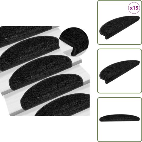 Tappetini in polipropilene - vidaXL Tappetini per scale 15 pz 65x21x4 cm Nero Semicircolari Grandi - Tappetini per scale semicircolari