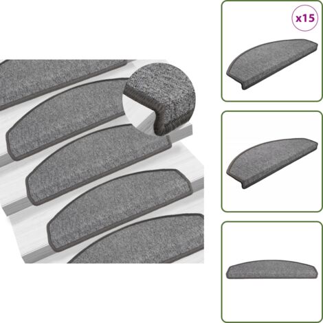 Tappetini in polipropilene - vidaXL Tappetini per scale 15 pz 65x24x4 cm Grigio scuro Semicircolari Grandi - Tappetini per scale semicircolari