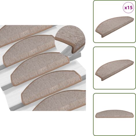 Tappetini in polipropilene - vidaXL Tappetini per scale 15 pz 65x24x4 cm Marrone chiaro Semicircolari Grandi - Tappetini per scale semicircolari