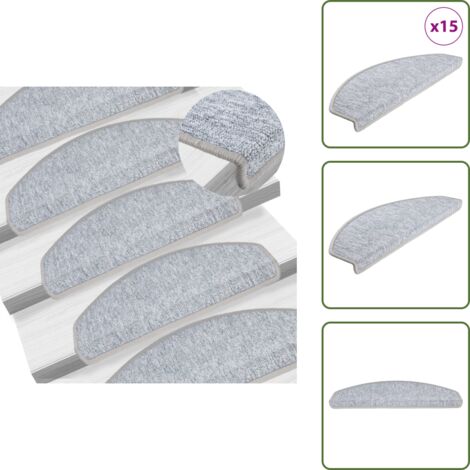 Tappetini in polipropilene - vidaXL Tappetini per Scale 15 pz Grigio Chiaro 65x24x4 cm - Tappetini per scale lavabili