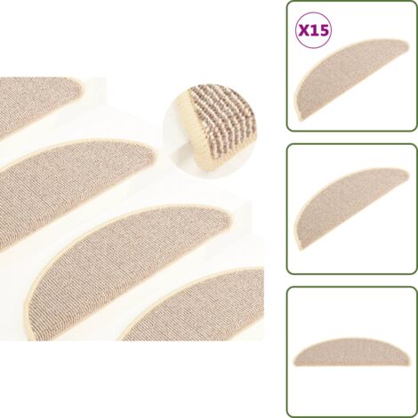 Tappetini in PP - vidaXL Tappetini per scale 15 pz 56x17x3 cm Bianco e Marrone Semicircolari - Tappetini per scale semicircolari