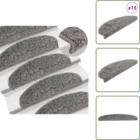Tappetini in PP - vidaXL Tappetini per scale 15 pz 65x21x4 cm Grigio Semicircolari Grandi - Tappetini per scale pieghevoli