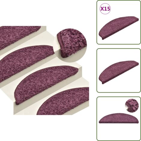 Tappetini in PP - vidaXL Tappetini per scale 15 pz 65x21x4 cm Viola scuro Semicircolari Grandi - Tappetini per scale semicircolari