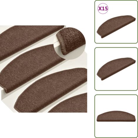 Tappetini in PP - vidaXL Tappetini per scale 15 pz 65x24x4 cm Marrone Semicircolari Grandi - Tappetini per scale marrone