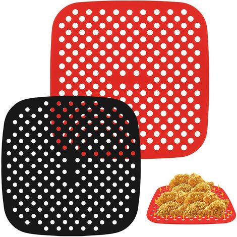 7,5 Pollici Tappetino in Silicone per Friggitrice ad Aria Riutilizzabile Antiaderente Tappetini Quadrato da Forno per Friggitrice ad Aria 2 Pcs 