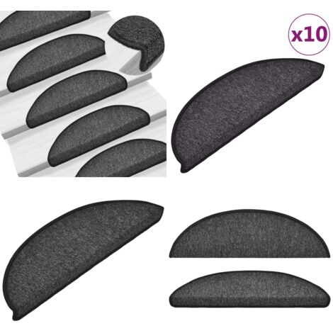 Tappetini per scale 10 pz 56x17x3 cm Antracite Semicircolari - Tappetini antiscivolo - Tappetini per scale antracite