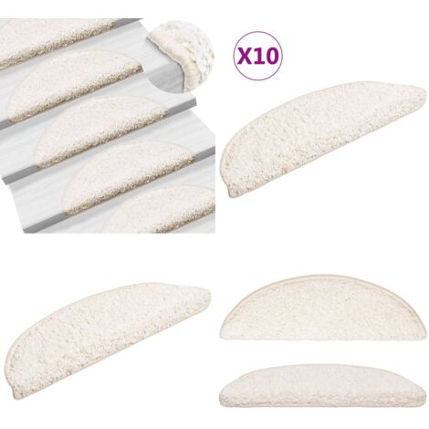 Tappetini per scale 10 pz 56x17x3 cm Bianco Semicircolari - Tappetini antiscivolo - Tappetini per scale bianchi