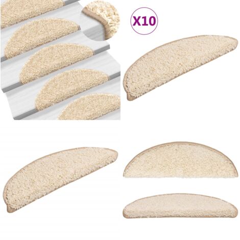 Tappetini per scale 10 pz 56x17x3 cm Crema Semicircolari - Tappetini antiscivolo - Tappetini per scale crema
