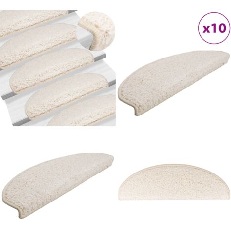 Tappetini per scale 10 pz 65x21x4 cm Bianco Semicircolari Grandi - Tappetini antiscivolo - Tappetini per scale bianchi
