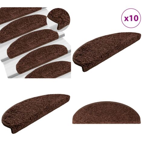 Tappetini per scale 10 pz 65x21x4 cm Marrone Semicircolari Grandi - Tappetini antiscivolo - Tappetini per scale marrone