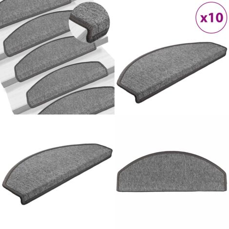 Tappetini per scale 10 pz 65x24x4 cm Grigio scuro Semicircolari Grandi - Tappetini antiscivolo - Tappetini per scale grigi