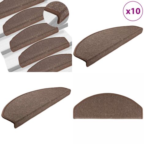 Tappetini per scale 10 pz 65x24x4 cm Marrone caffè Semicircolari Grandi - Tappetini antiscivolo - Tappetini per scale marrone caffè