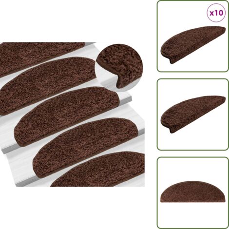 Tappetini per scale 10 pz - vidaXL Tappetini per scale 10 pz 65x21x4 cm Marrone Semicircolari Grandi -