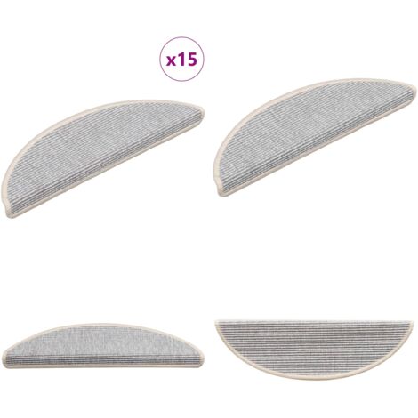 Tappetini per scale 15 pz 56x17x3 cm Argento Semicircolari - Tappetini antiscivolo - Tappetini decorativi