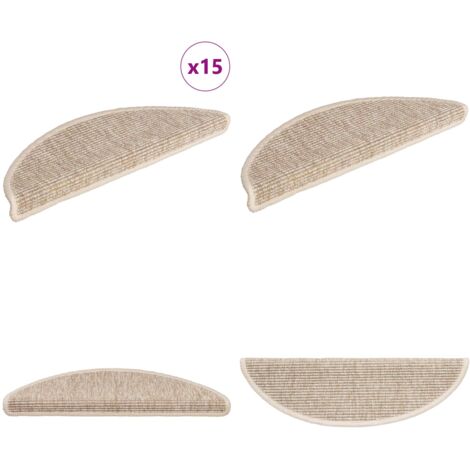 Tappetini per scale 15 pz 56x17x3 cm Beige chiaro Semicircolari - Tappetini antiscivolo - Tappetini decorativi