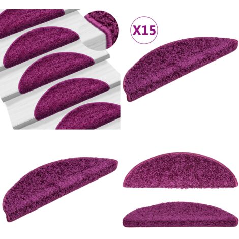 Tappetini per scale 15 pz 56x17x3 cm Viola Semicircolari - Tappetini antiscivolo - Tappetini per scale viola