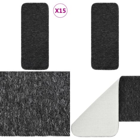 Tappetini per Scale 15 pz 60x25 cm Antracite Rettangolari - Tappetini antiscivolo - Tappetini per scale antracite