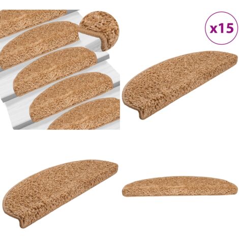 Tappetini per scale 15 pz 65x21x4 cm Beige Semicircolari Grandi - Tappetini antiscivolo - Tappetini per scale beige