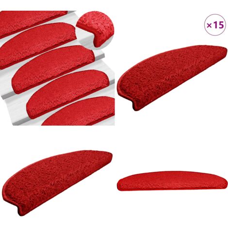 Tappetini per scale 15 pz 65x21x4 cm rossi semicircolari grandi - Tappetini antiscivolo - Tappetini per scale rossi