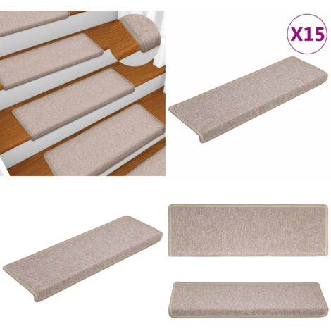 Tappetini per scale 15 pz 65x21x4 cm Talpa Bordo rettangolare - Tappetini antiscivolo - Tappetini per scale in polipropilene