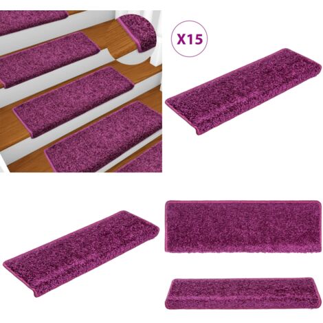Tappetini per scale 15 pz 65x21x4 cm Viola Bordo rettangolare - Tappetini antiscivolo - Tappetini per scale viola