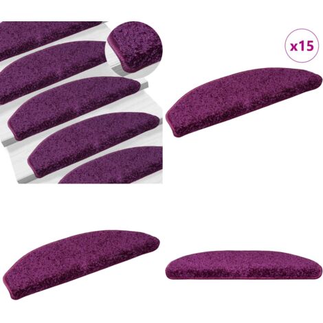 Tappetini per scale 15 pz 65x21x4 cm Viola Semicircolari Grandi - Tappetini antiscivolo - Tappetini per scale viola