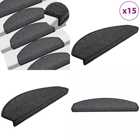 Tappetini per scale 15 pz 65x24x4 cm Antracite Semicircolari Grandi - Tappetini antiscivolo - Tappetini per scale antracite