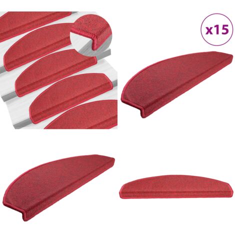 Tappetini per scale 15 pz 65x24x4 cm Rossi Semicircolari Grandi - Tappetini antiscivolo - Tappetini per scale rossi