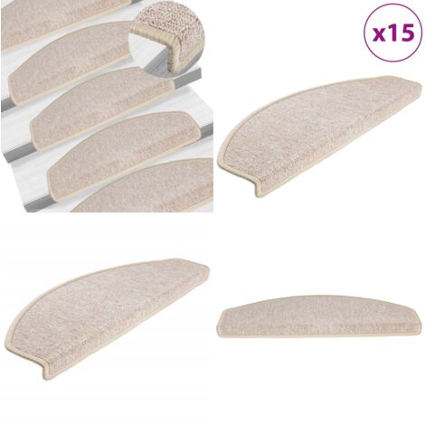 Tappetini per scale 15 pz 65x24x4 cm tortora semicircolari grandi - Tappetini antiscivolo - Tappetini per scale grigio talpa