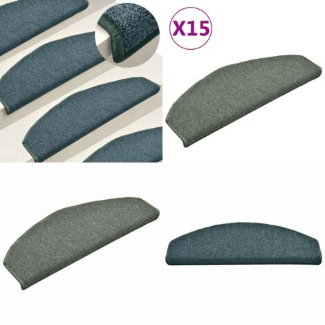 Tappetini per scale 15 pz 65x24x4 cm Verde scuro Semicircolari Grandi - Tappetini in moquette - Tappetini antiscivolo