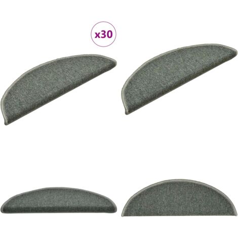 Tappetini per scale 30 pz 56x17x3 cm Verde scuro semicircolari - Tappetini antiscivolo - Tappetini per scale verde scuro