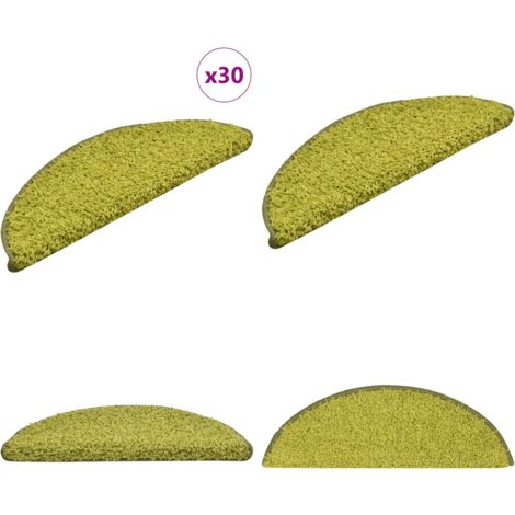 Tappetini per scale 30 pz 56x17x3 cm Verde Semicircolari - Tappetini antiscivolo - Tappetini per scale verde