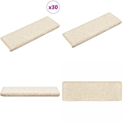 Tappetini per scale 30 pz 65x21x4 cm bianchi con bordo rettangolare - Tappetini antiscivolo - Tappetini per scale bianchi
