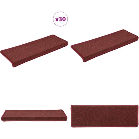Tappetini per scale 30 pz 65x21x4 cm Bordeaux bordo rettangolare - Tappetini antiscivolo - Tappetini per scale in PP