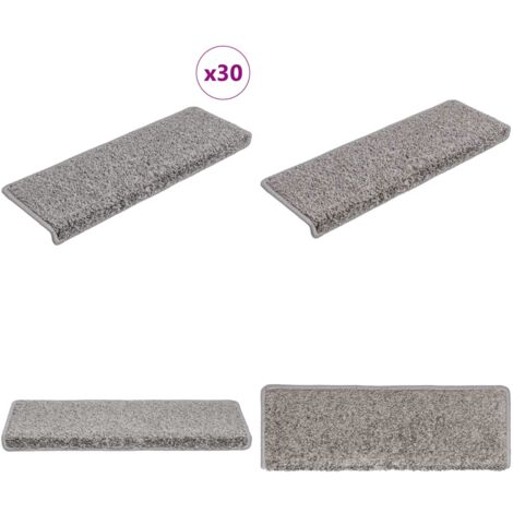 Tappetini per scale 30 pz 65x21x4 cm Grigio Bordo rettangolare - Tappetini antiscivolo - Tappetini per scale grigi