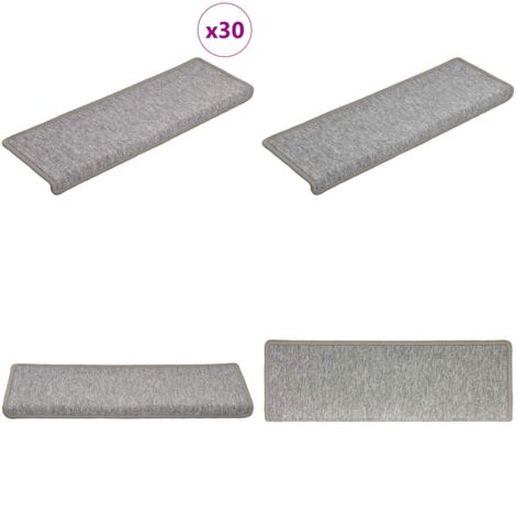 Tappetini per scale 30 pz 65x21x4 cm Grigio chiaro Bordo rettangolare - Tappetini antiscivolo - Tappetini per scale grigio chiaro