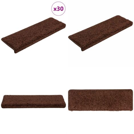 Tappetini per scale 30 pz 65x21x4 cm Marrone Bordo rettangolare - Tappetini antiscivolo - Tappetini per scale marrone