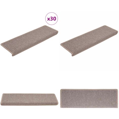 Tappetini per scale 30 pz 65x21x4 cm Marrone chiaro Bordo rettangolare - Tappetini antiscivolo - Tappetini per scale marrone chiaro