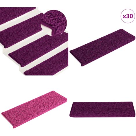 Tappetini per scale 30 pz 65x21x4 cm Rosa Bordo rettangolare - Tappetini antiscivolo - Tappetini per scale rosa