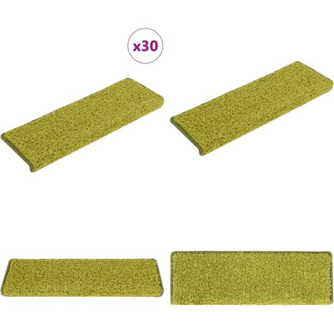 Tappetini per scale 30 pz 65x21x4 cm Verde Bordo rettangolare - Tappetini antiscivolo - Tappetini per scale verde