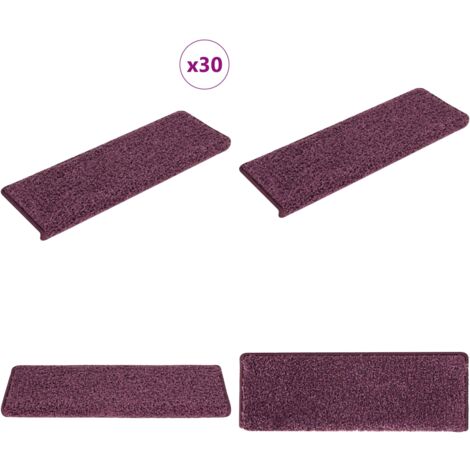 Tappetini per scale 30 pz 65x21x4 cm Viola scuro con bordo rettangolare - Tappetini antiscivolo - Tappetini per scale viola scuro