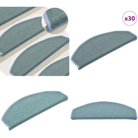 Tappetini per scale 30 pz 65x24x4 cm Blu mare Semicircolari Grandi - Tappetini antiscivolo - Tappetini per scale semicircolari