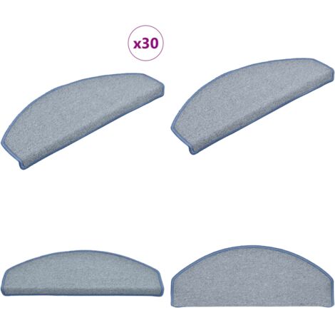 Tappetini per scale 30 pz 65x24x4 cm Grigio chiaro e blu Semicircolari Grandi - Tappetini antiscivolo - Tappetini per scale grigio chiaro