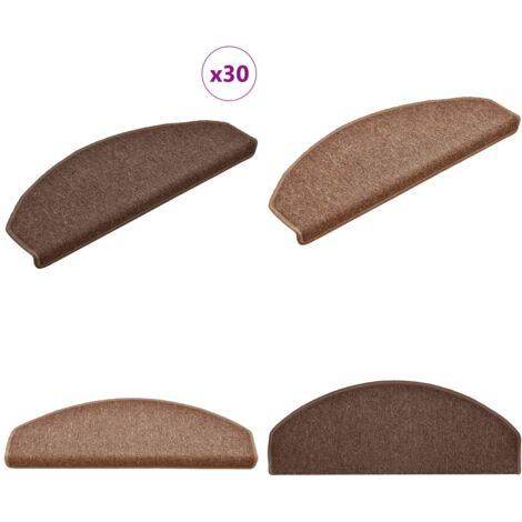 Tappetini per scale 30 pz 65x24x4 cm Marrone Semicircolari Grandi - Tappetini antiscivolo - Tappetini per scale marrone